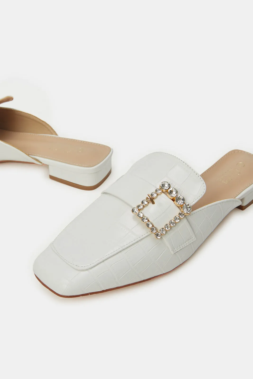 Women White Patent Embellished Buckle Mule sold by Redtag product image thumbnail 3