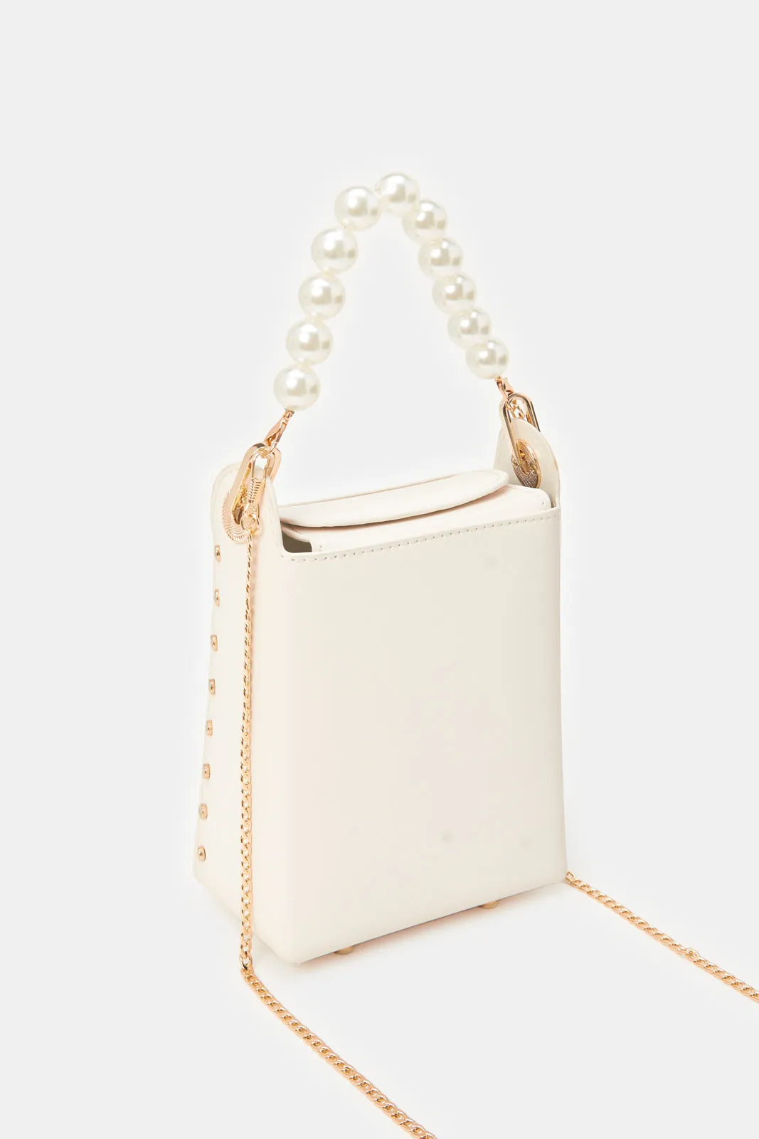 Women Beige With Pearl Handle Evening Clutch sold by Redtag product image thumbnail 2