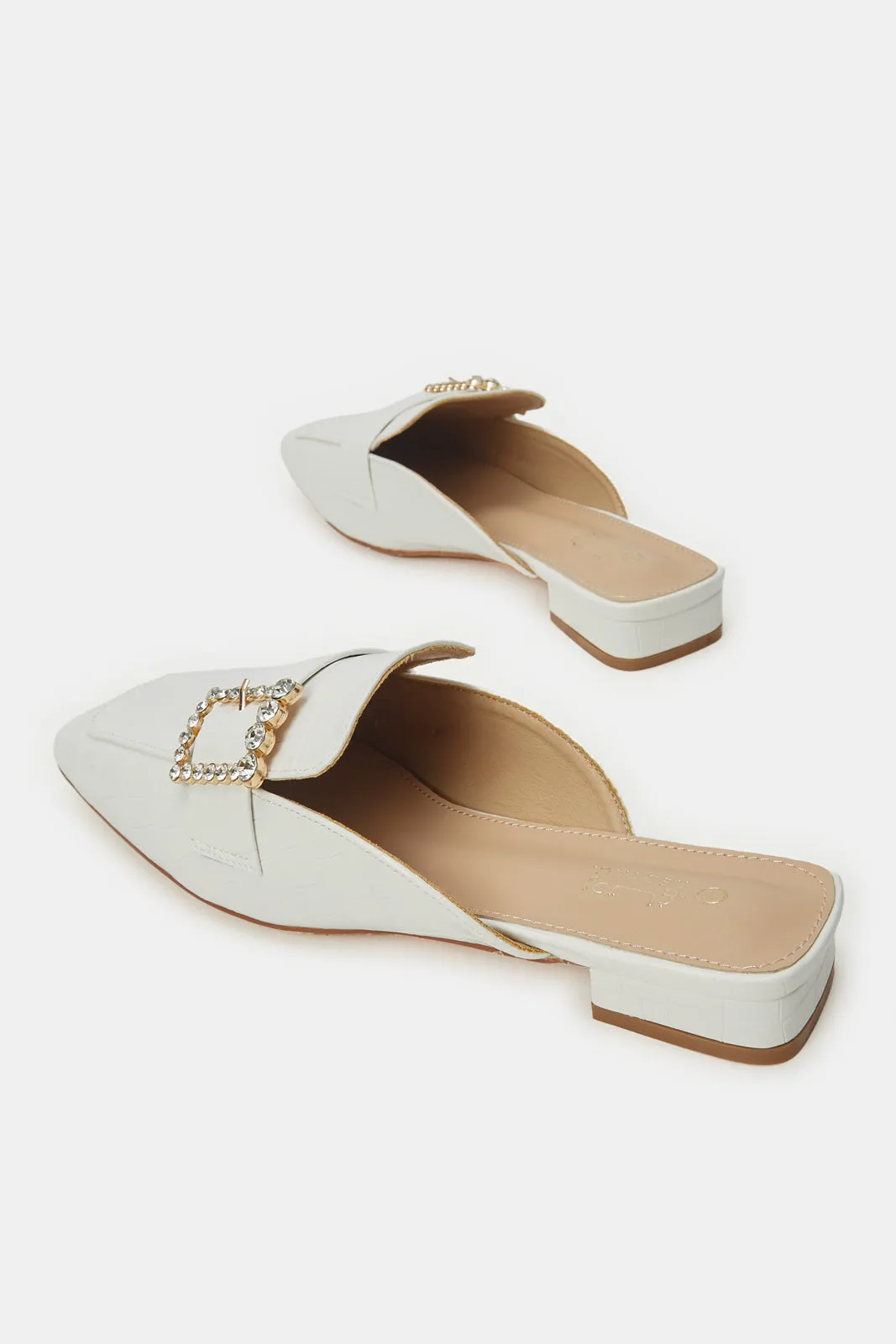 Women White Patent Embellished Buckle Mule sold by Redtag product image thumbnail 4