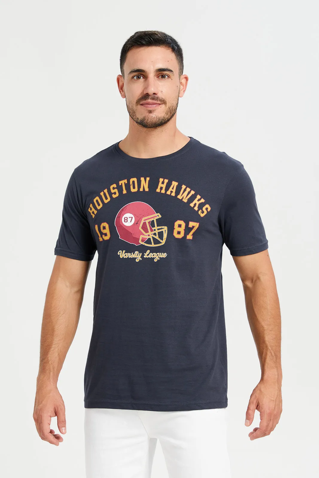 Men Charcoal Graphic T-Shirt sold by Redtag