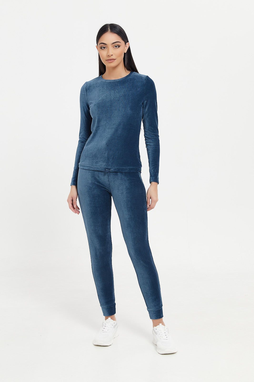 Women Blue Velour Sweatshirt With Drawstring sold by Redtag product image thumbnail 2