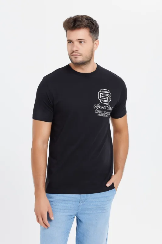Men Black Back Print T-Shirt sold by Redtag