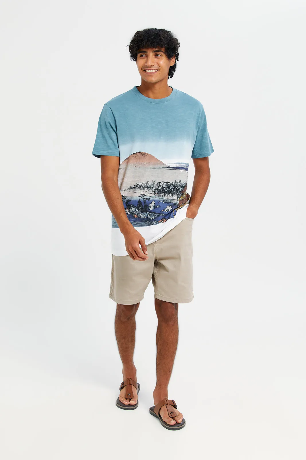 Men Blue And White Printed T-Shirt sold by Redtag product image thumbnail 4