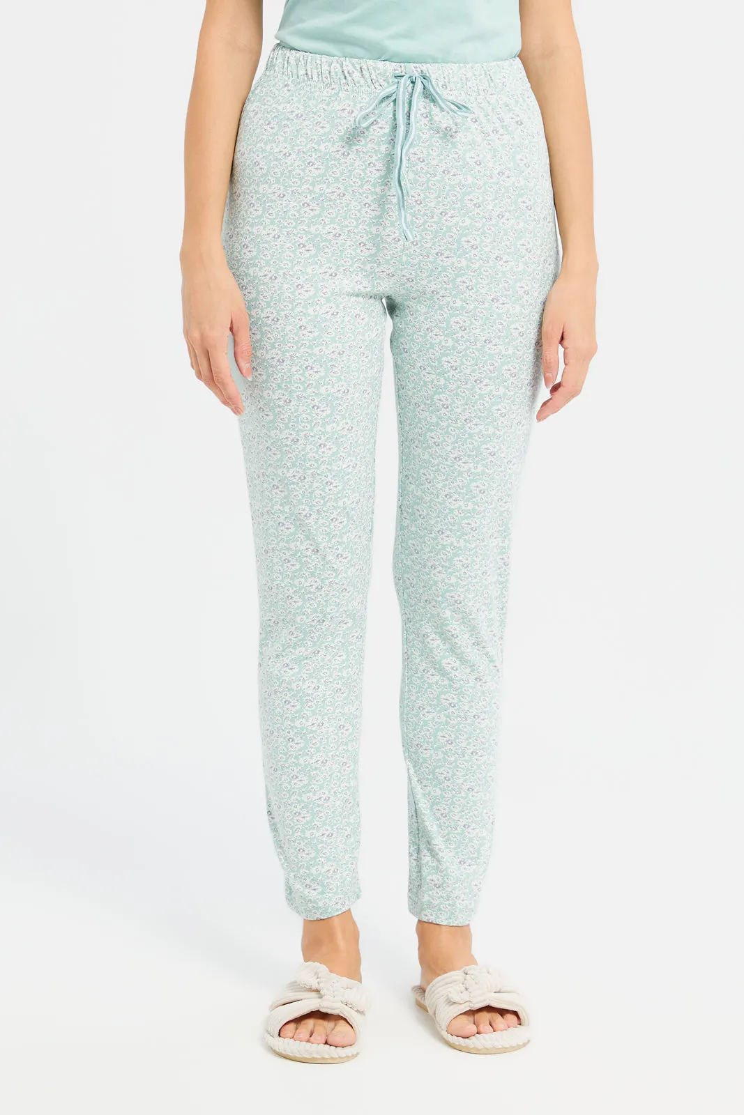 Women Blue Floral Print Pajama Set (2 Piece) sold by Redtag product image thumbnail 3