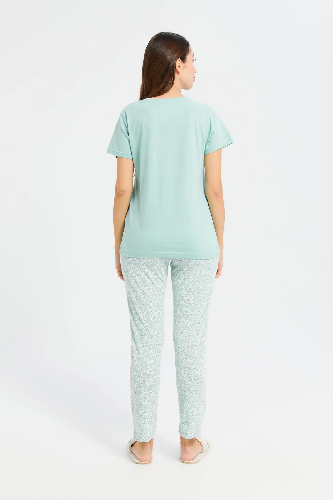 Women Blue Floral Print Pajama Set (2 Piece) sold by Redtag product image thumbnail 4