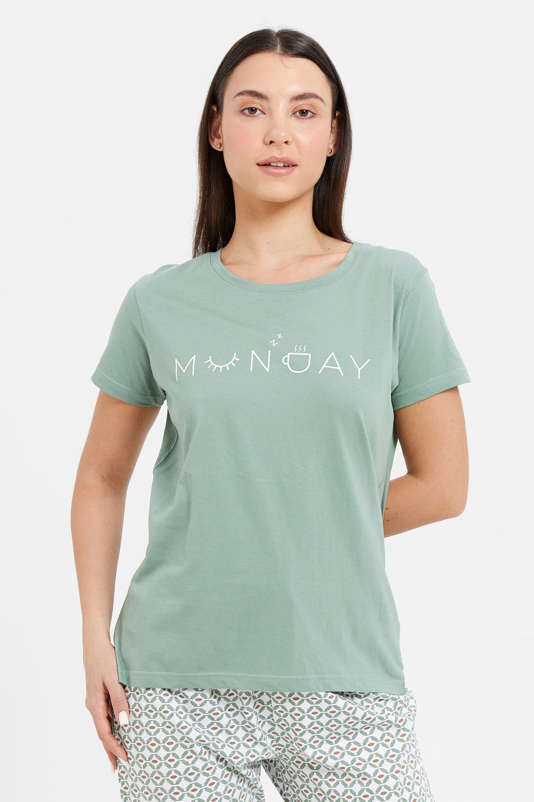 Women Green Chest Print Pyjama Set (2 Piece) sold by Redtag product image thumbnail 2