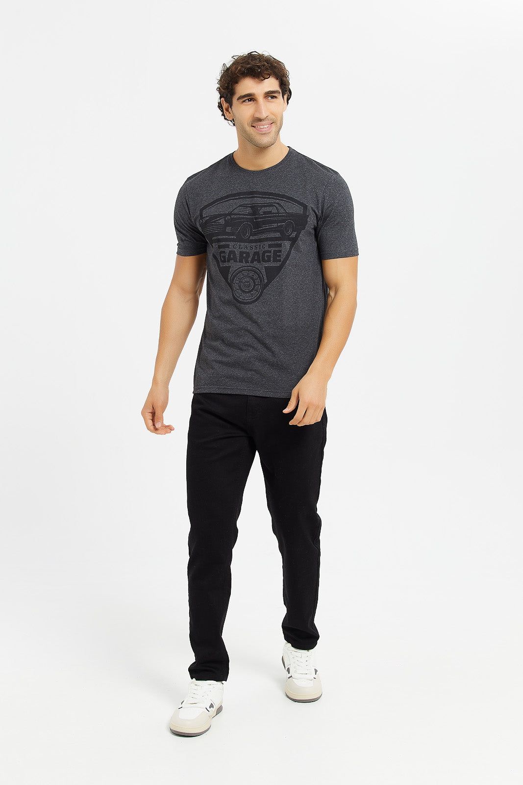 Men Charcoal Graphic T-Shirt sold by Redtag product image thumbnail 2
