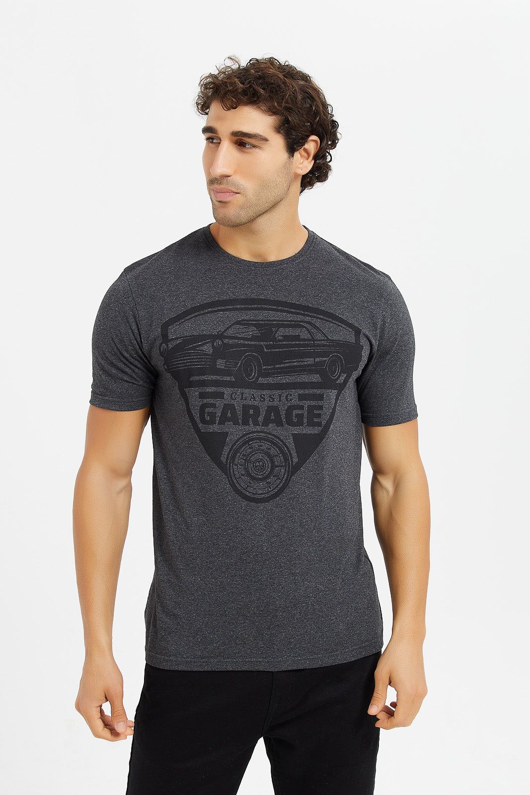 Men Charcoal Graphic T-Shirt sold by Redtag