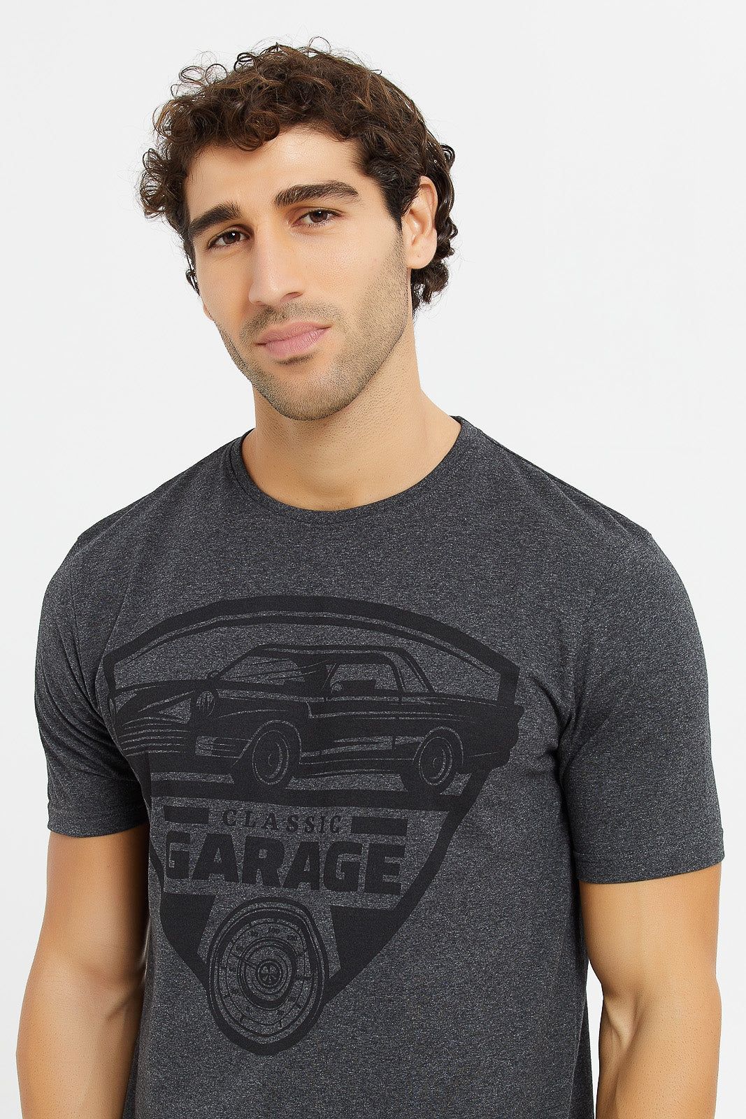 Men Charcoal Graphic T-Shirt sold by Redtag product image thumbnail 4