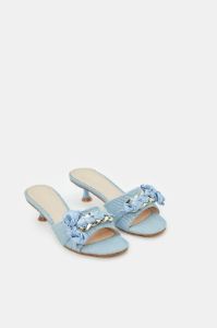 Women Blue Denim Chain Trim Mule sold by Redtag
