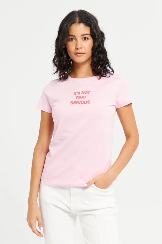 Women Pink Serious Printed T-Shirt sold by Redtag