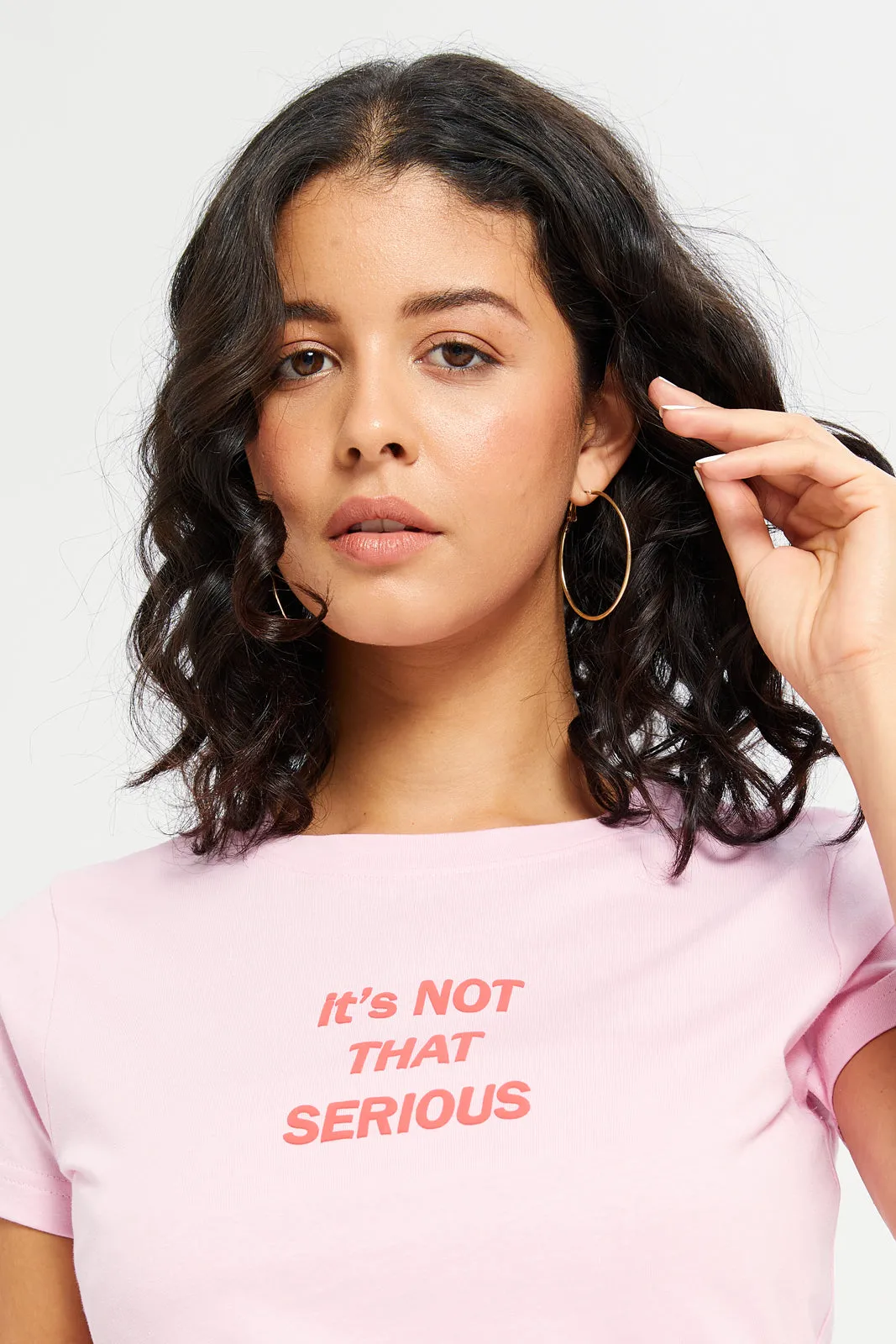 Women Pink Serious Printed T-Shirt sold by Redtag product image thumbnail 4