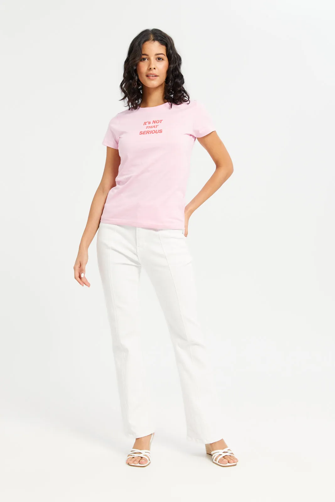 Women Pink Serious Printed T-Shirt sold by Redtag product image thumbnail 2