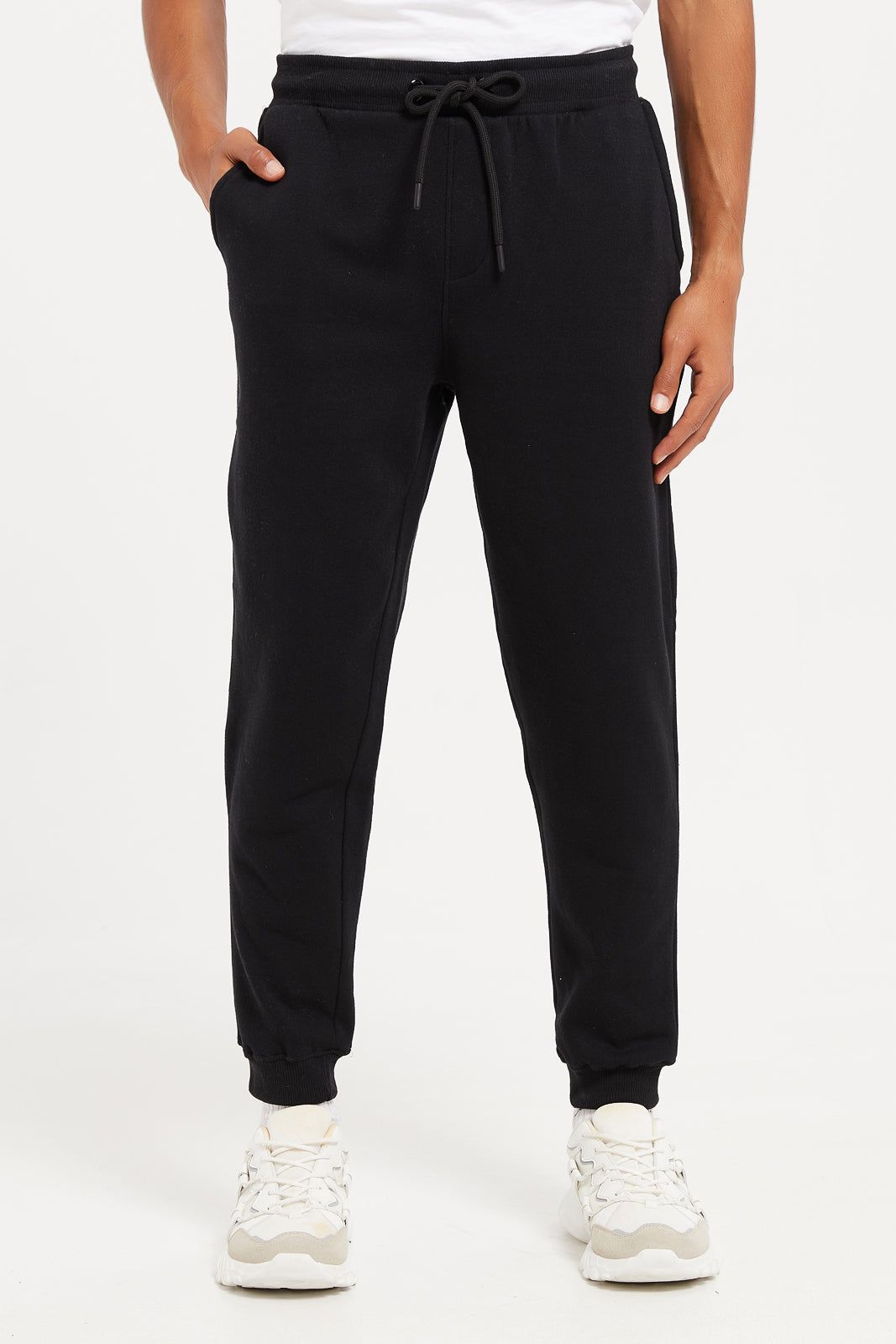 Men Black Basic Track Pants sold by Redtag