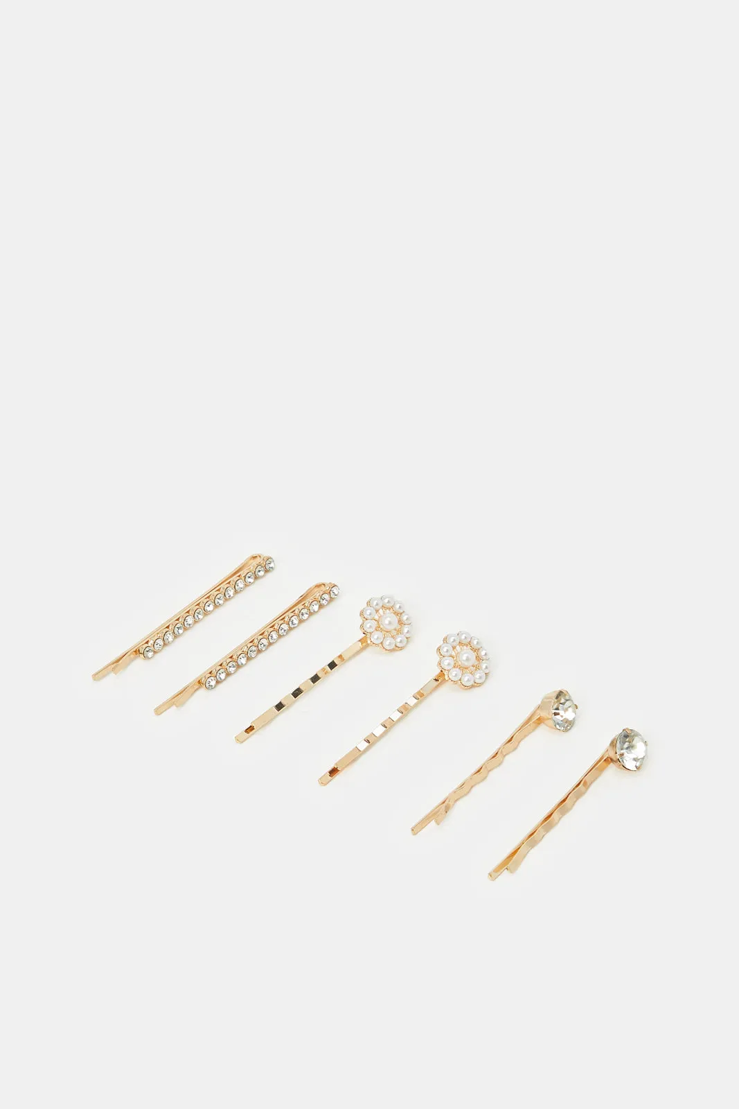 Women Gold Embellished Hair Clips (6 Piece) sold by Redtag