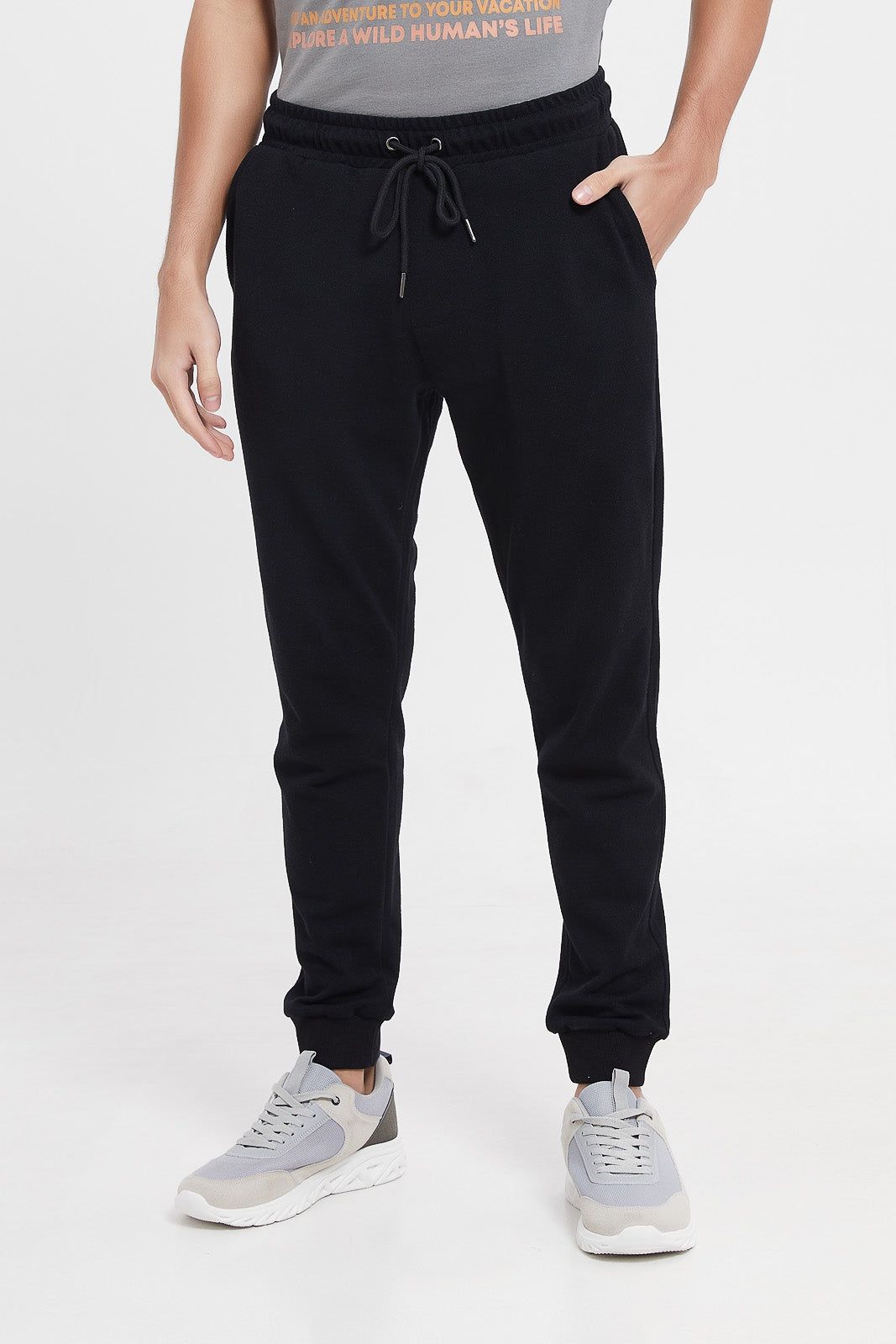 Men Black Pique Jog Pant sold by Redtag