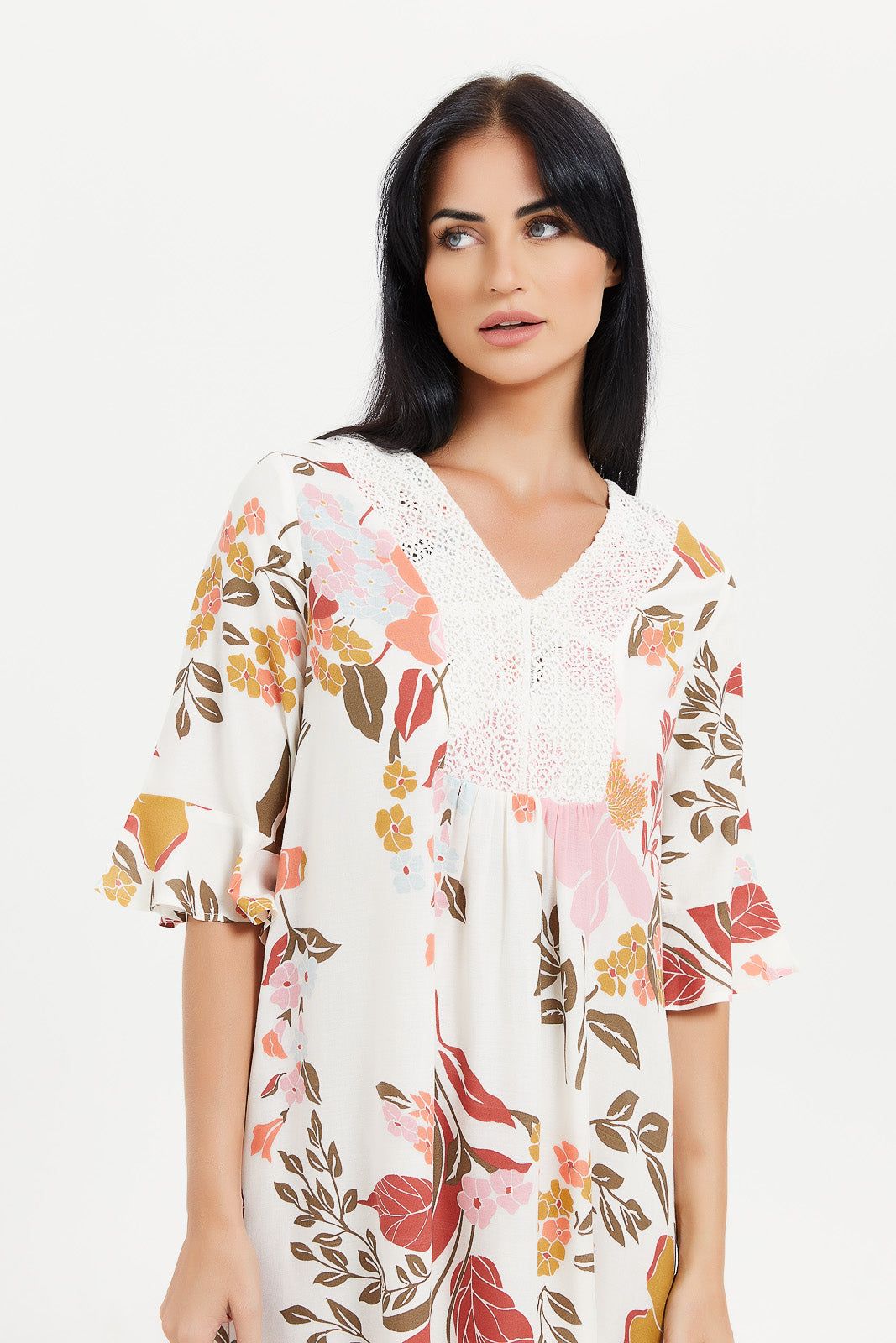 Women White Printed Short Sleeves Nightgown sold by Redtag product image thumbnail 4