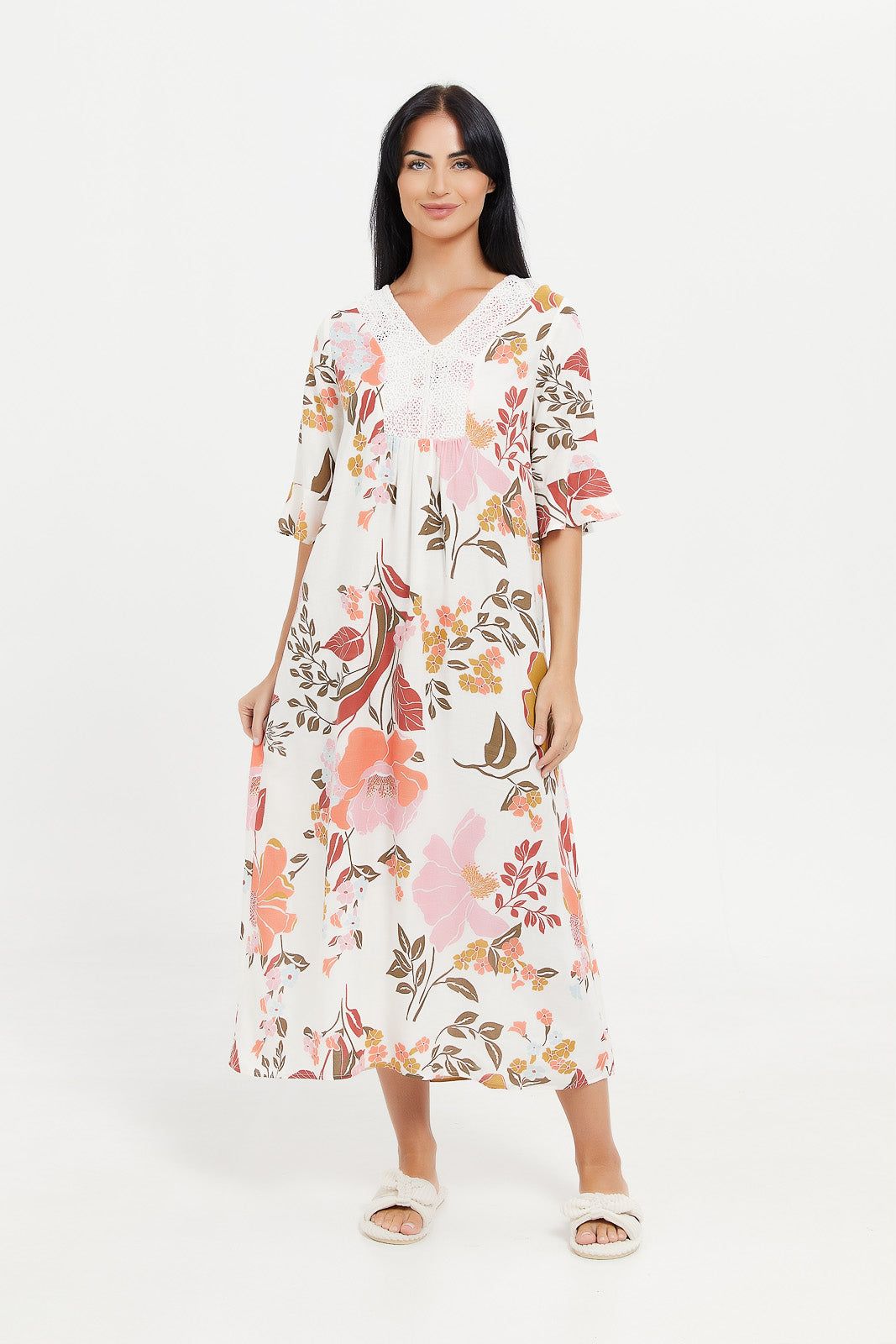 Women White Printed Short Sleeves Nightgown sold by Redtag product image thumbnail 3