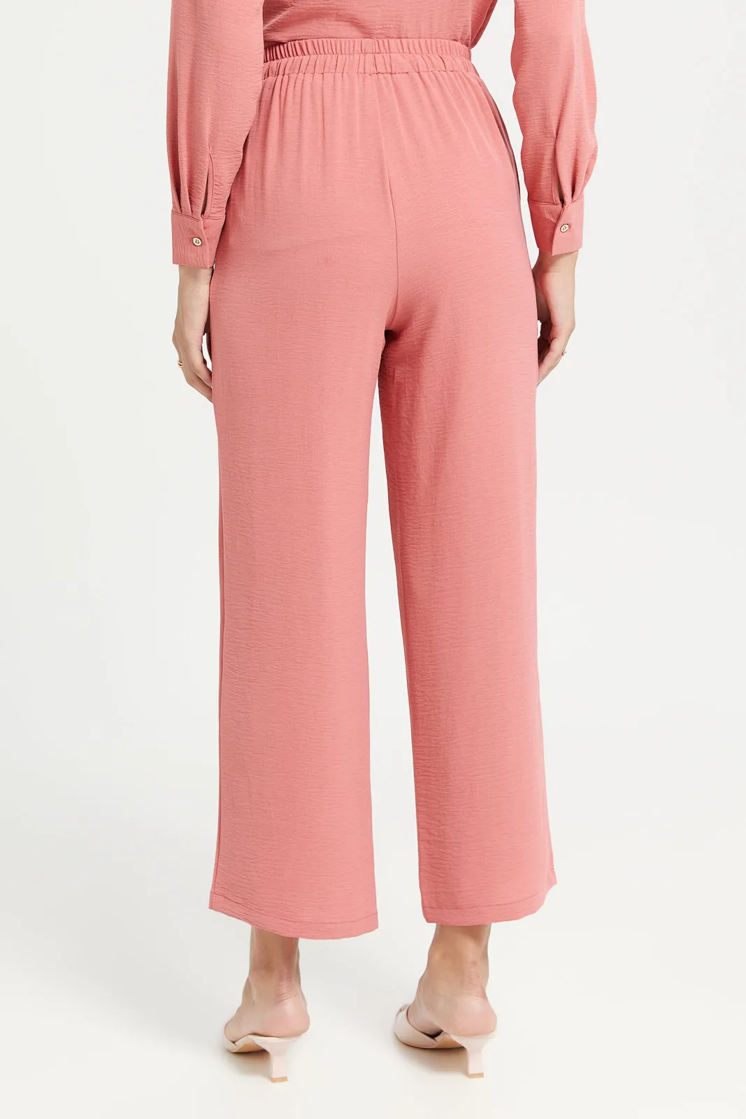 Peach Wide Leg Elasticated Waist Trousers sold by Redtag product image thumbnail 3