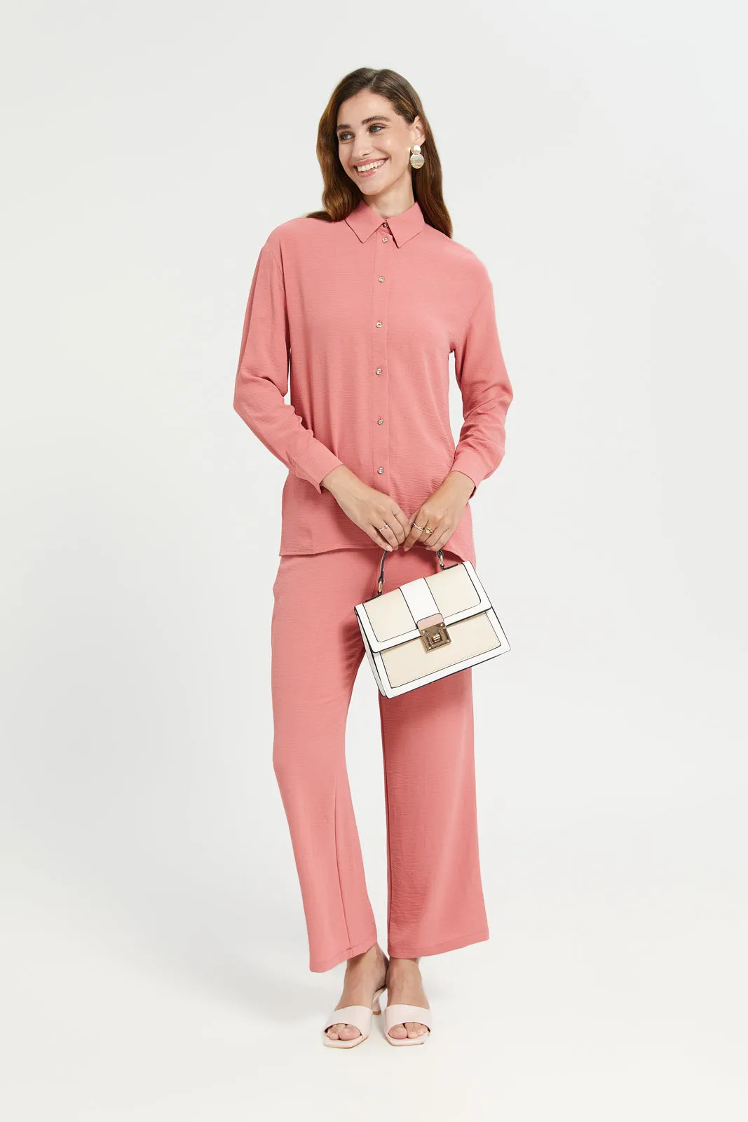 Peach Wide Leg Elasticated Waist Trousers sold by Redtag product image thumbnail 2