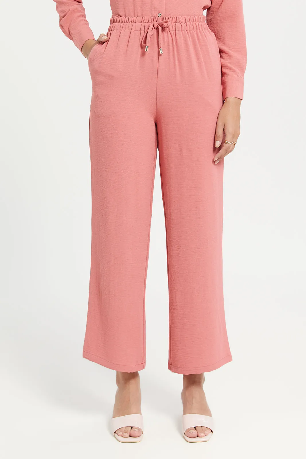 Peach Wide Leg Elasticated Waist Trousers sold by Redtag