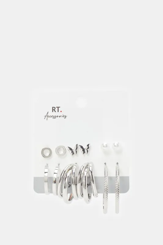 Women Silver Studs Set (Pack of 6) sold by Redtag