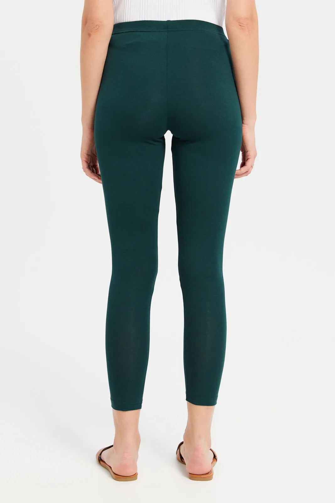 Women Olive Solid Leggings sold by Redtag product image thumbnail 3