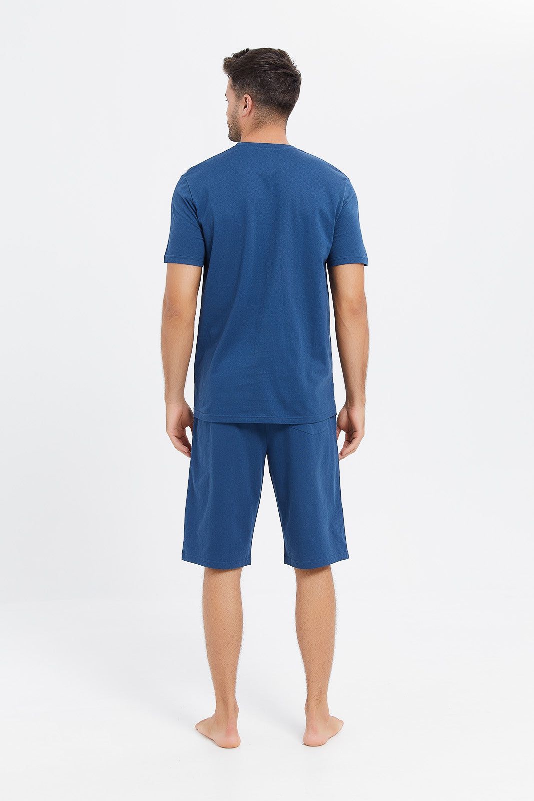 Men Blue Henley Pyjama Set (2 Piece) sold by Redtag product image thumbnail 4
