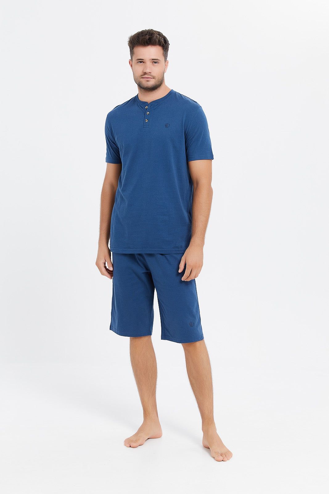 Men Blue Henley Pyjama Set (2 Piece) sold by Redtag