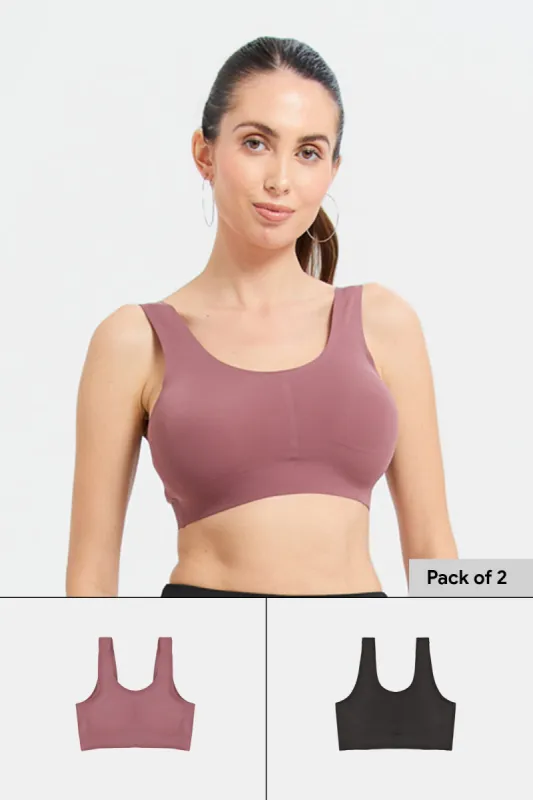 Women Black And Purple Comfort Bras (Pack of 2) sold by Redtag