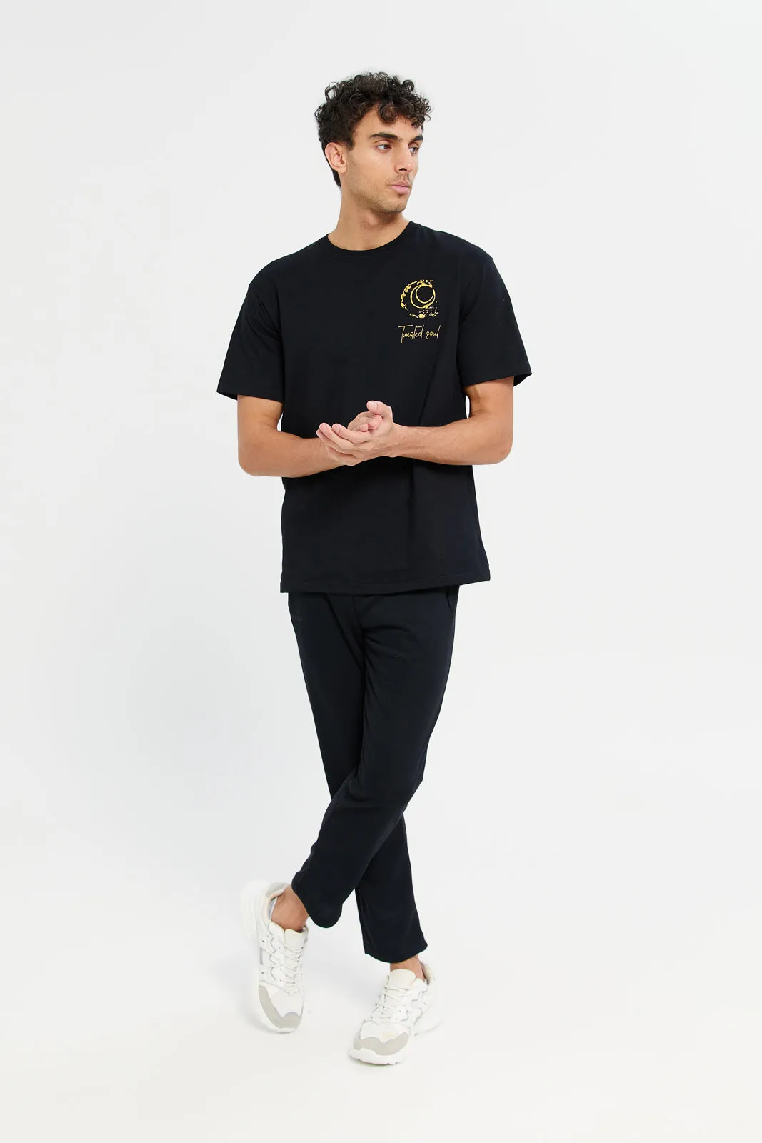 Men Black Slim Fit Active Pants sold by Redtag product image thumbnail 2