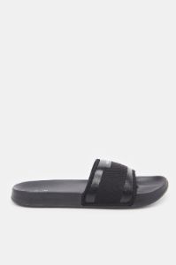 Men Black Slogan Embossed Slide sold by Redtag