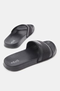 Men Black Slogan Embossed Slide sold by Redtag