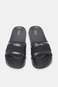 Men Black Slogan Embossed Slide sold by Redtag