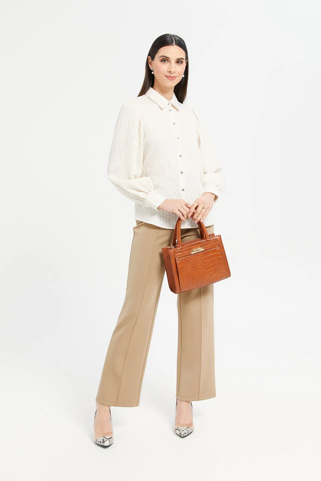 Women Cream Jacquard Shirt sold by Redtag product image thumbnail 2