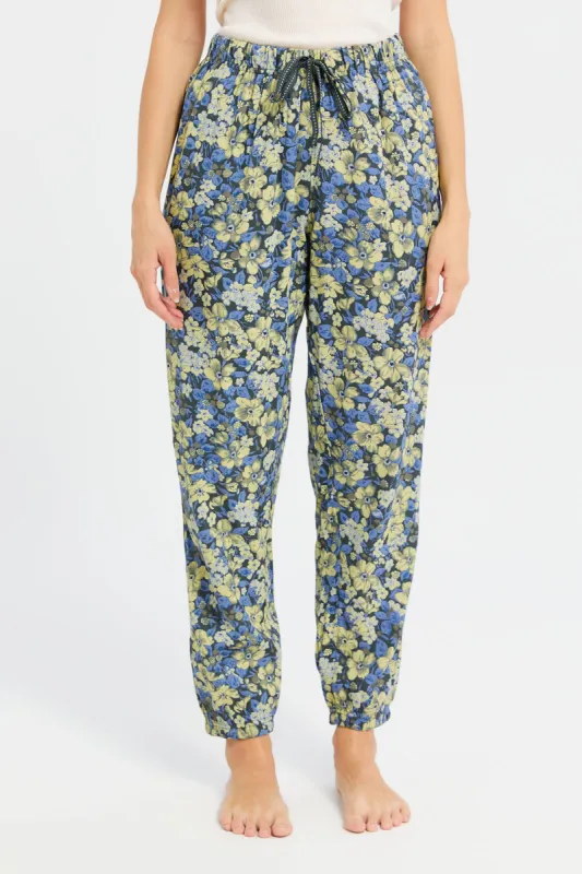 Women Blue Printed Pajama Bottom sold by Redtag