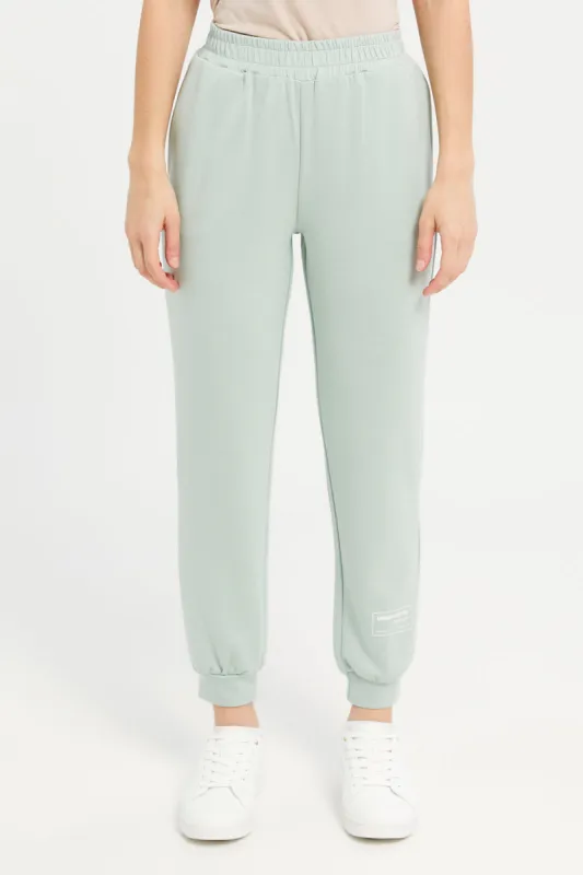 Women Mint Active Joggers With Placement Print sold by Redtag