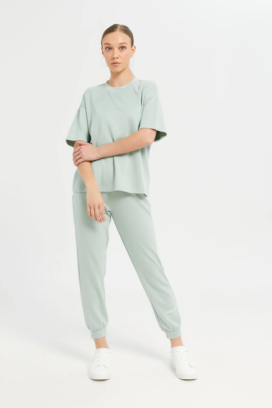 Women Mint Active Joggers With Placement Print sold by Redtag product image thumbnail 2