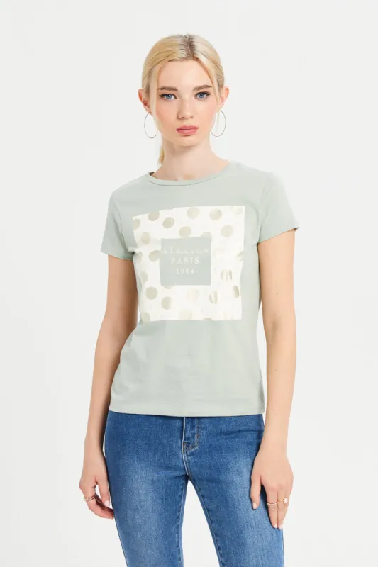 Women Mint Embellished T-Shirt sold by Redtag