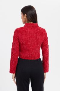 Women Red Cropped Jacket sold by Redtag
