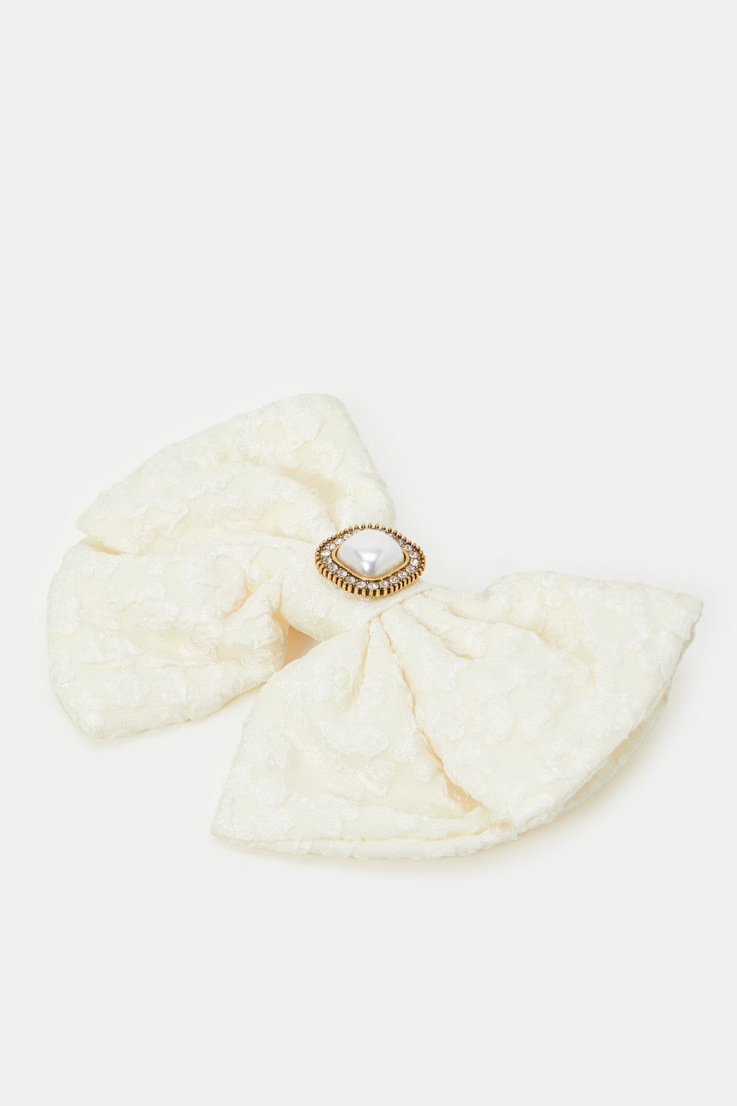 Women Cream Bow Hair Clip sold by Redtag product image thumbnail 3