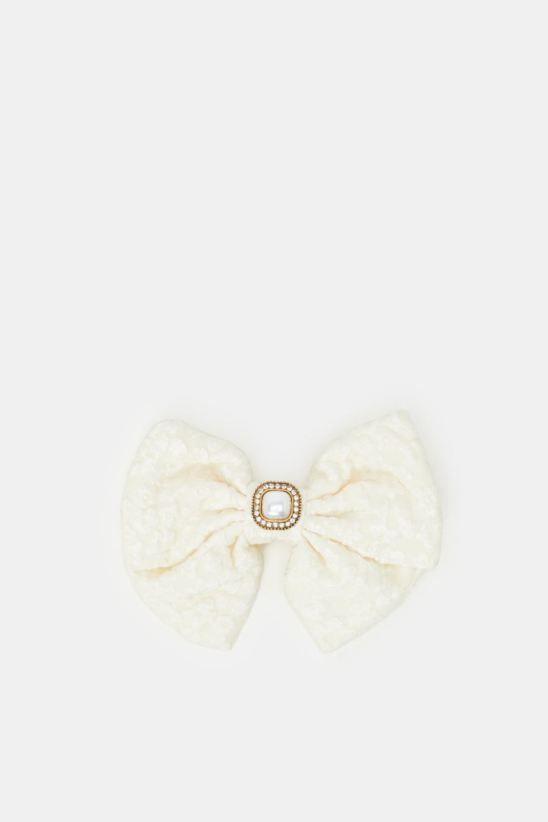 Women Cream Bow Hair Clip sold by Redtag