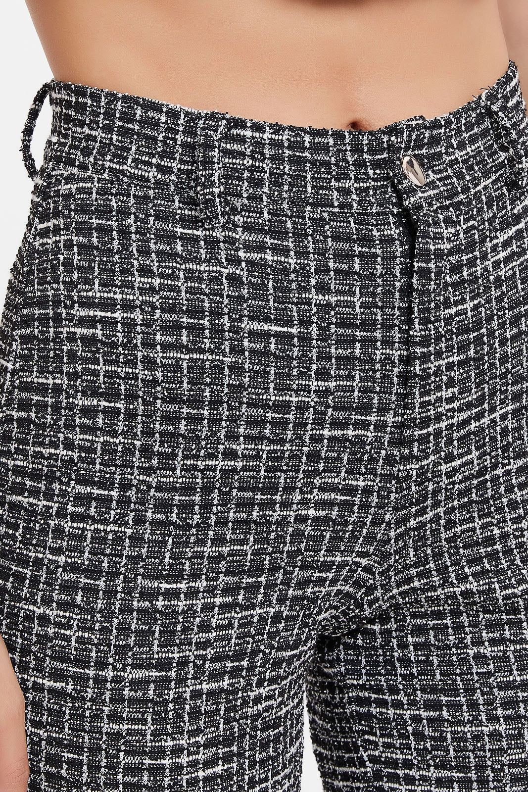 Women Black And White Textured Straight Leg Trousers sold by Redtag product image thumbnail 4