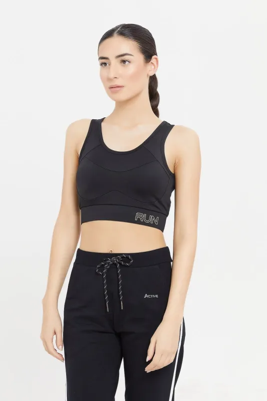 Women Black Sports Bra sold by Redtag