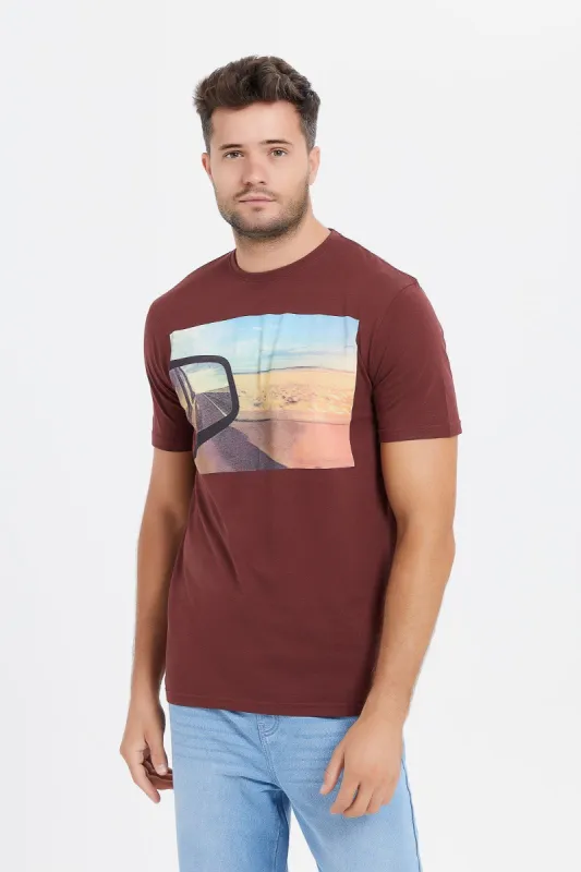 Men Brown Graphic T-Shirt sold by Redtag