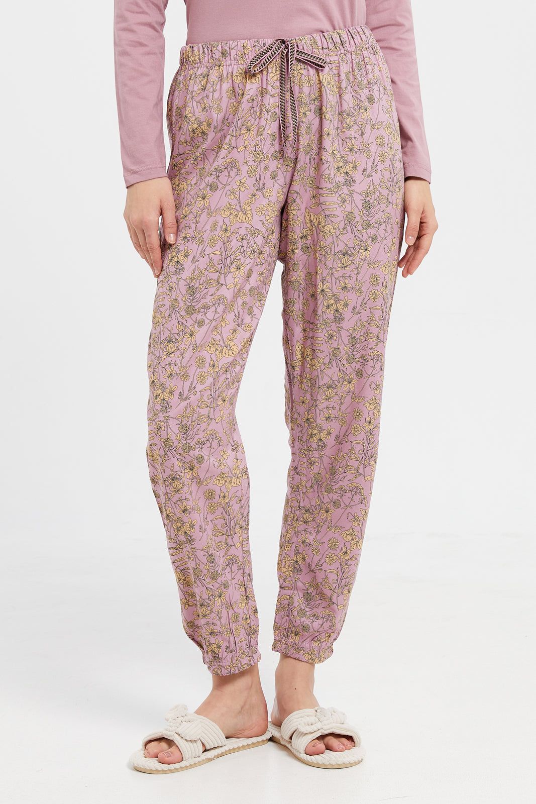 Women Mauve Chest Print Pyajam Set (2 Piece) sold by Redtag product image thumbnail 3