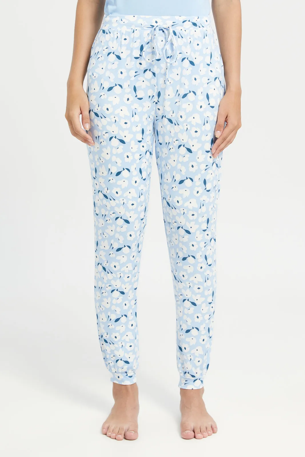 Women Blue Floral Print Pyjama Set (2 Piece) sold by Redtag product image thumbnail 3