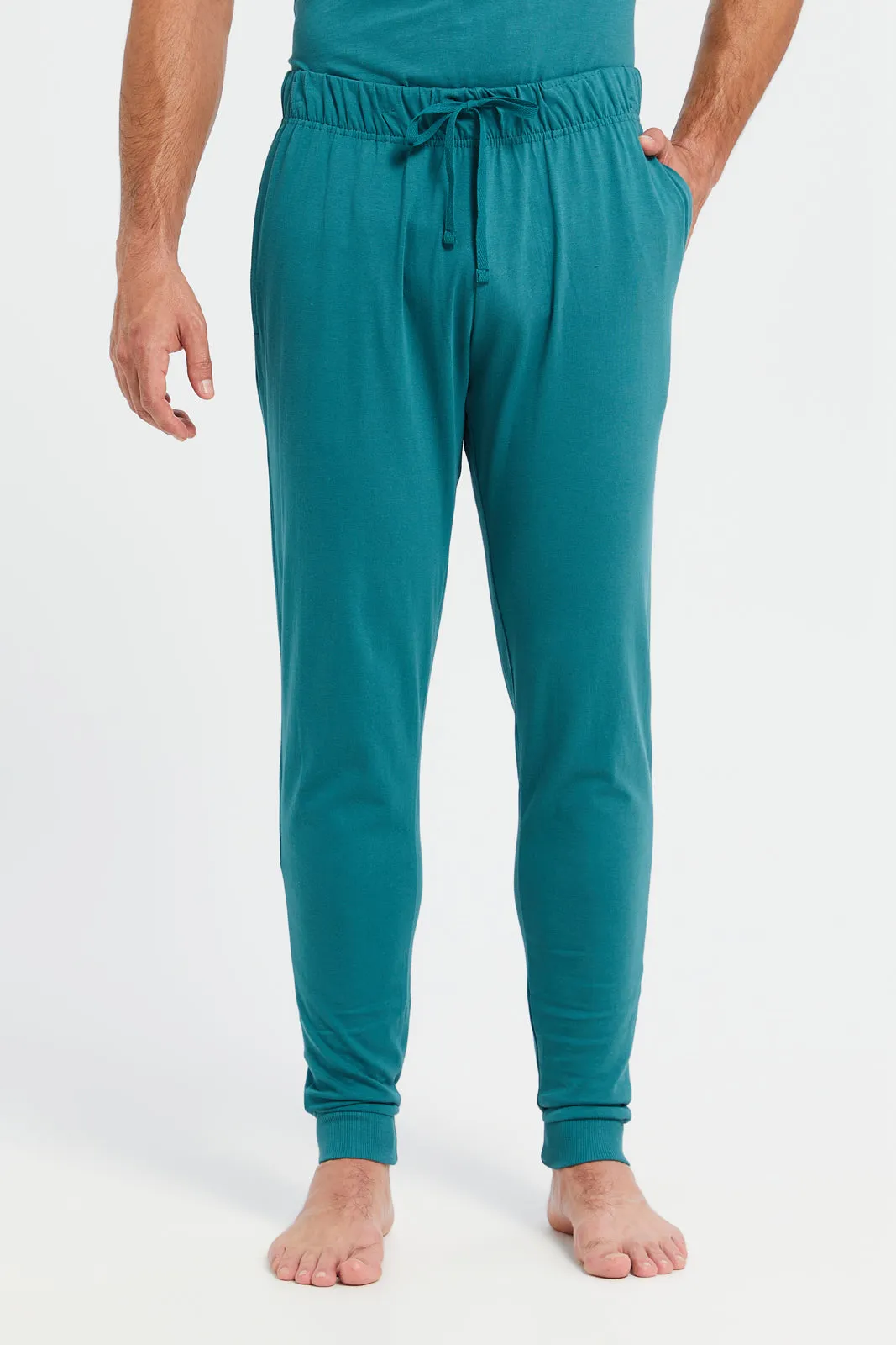 Men Green Plain T-Shirt And Pants Pyjama Set (2 Piece) sold by Redtag product image thumbnail 3