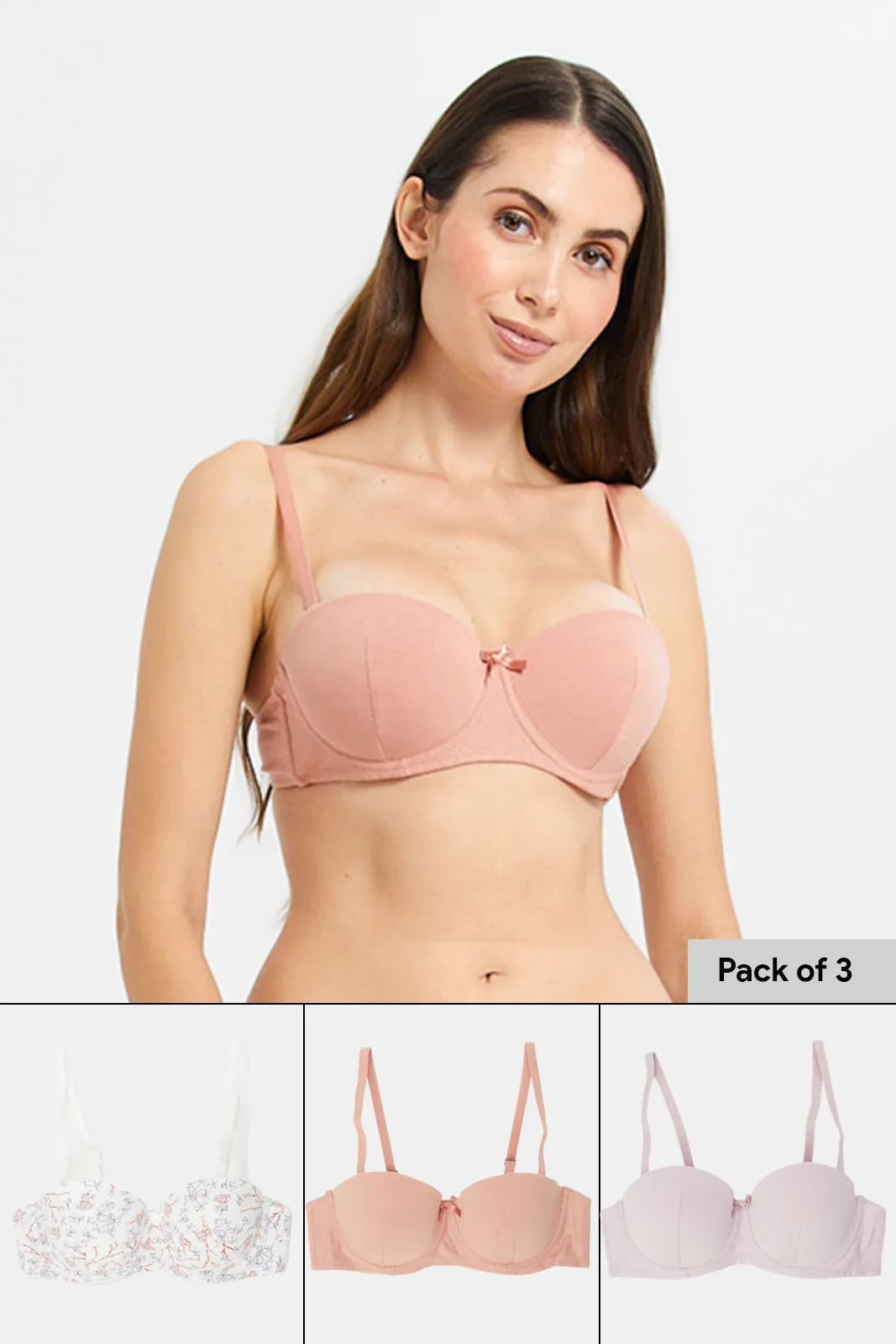 Women Assorted Balconette Bra Set (Pack of 3) sold by Redtag