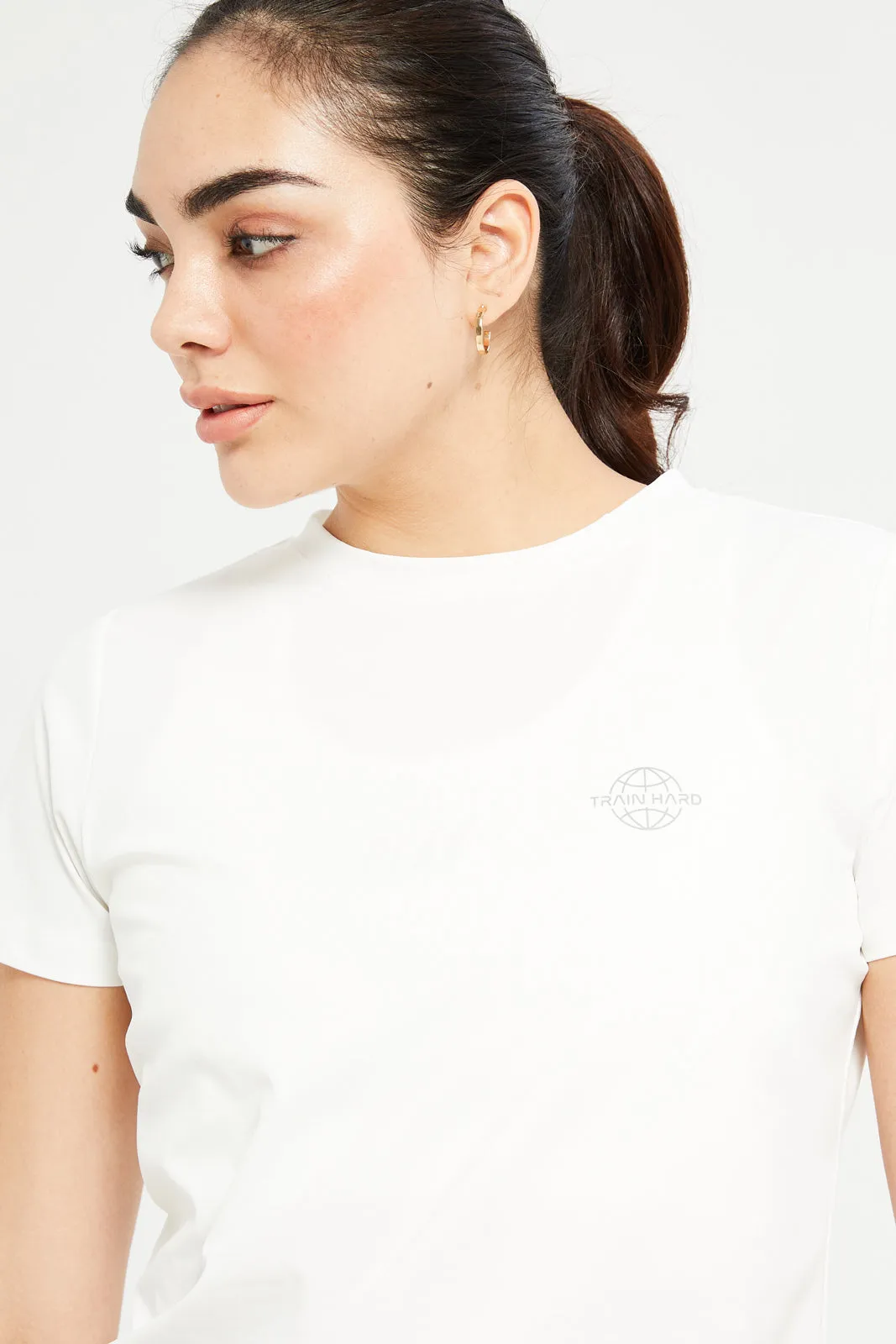 Women White Short Sleeve Soft Touch T-Shirt sold by Redtag product image thumbnail 4